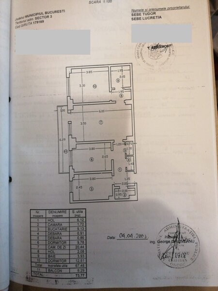 Titan, 1 Decembrie, apartament cu 3 camere de vanzare